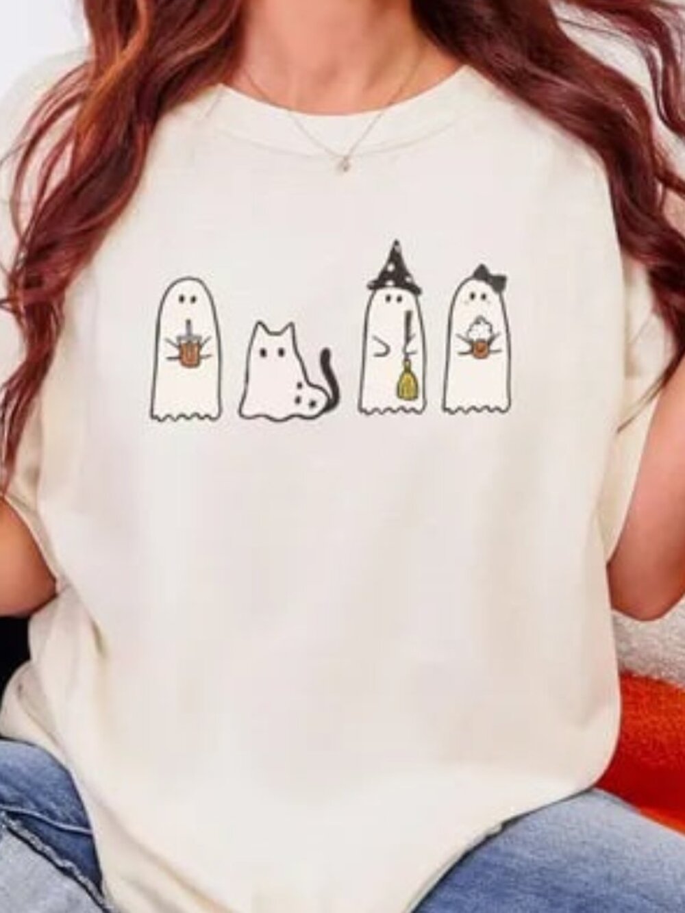Cute Ghost Shirt, Halloween Cat Tee, Cat Halloween Shirt Gift
